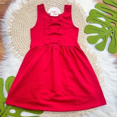 Vestido Ana Bola com Três Laços - Vermelho